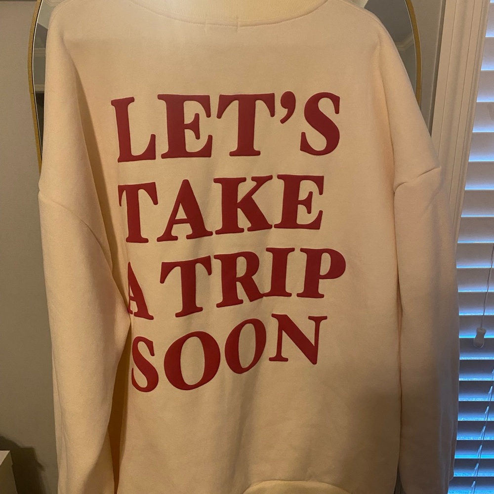 “Let’s take a trip soon” pullover ✈️